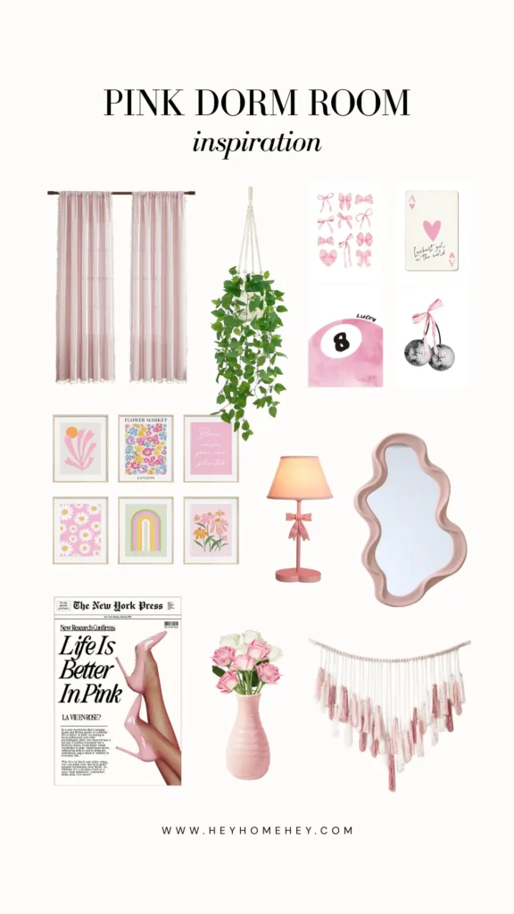 pink dorm room ideas