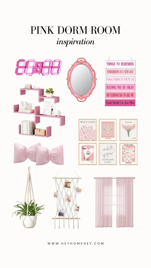 pink dorm room ideas