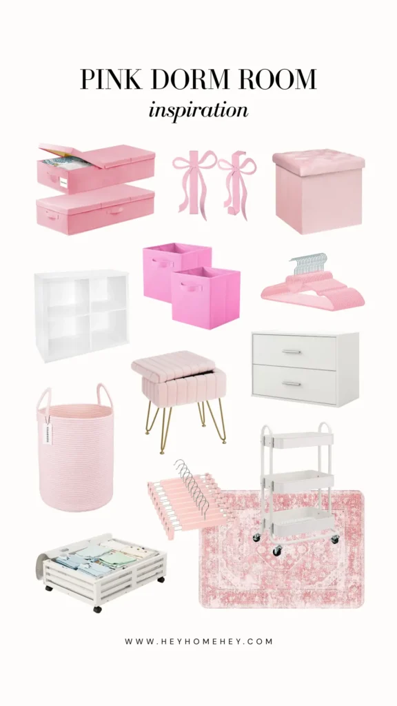 pink dorm room ideas