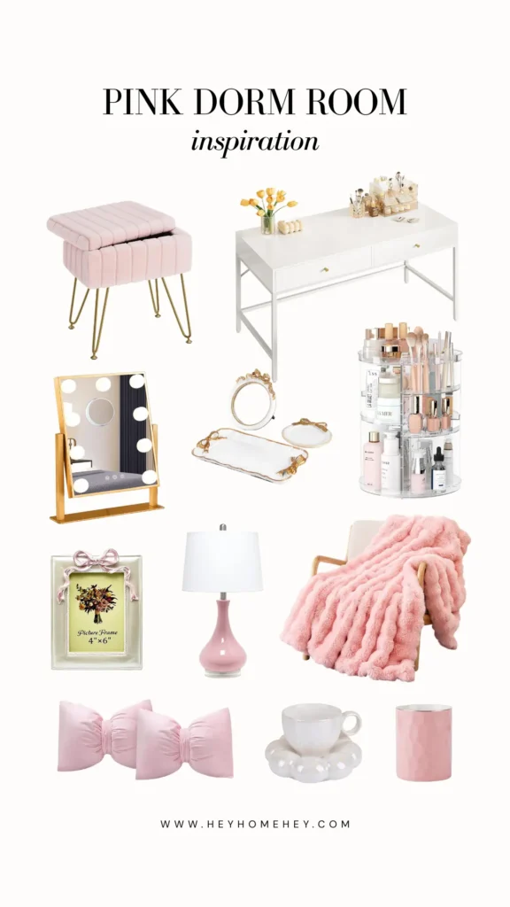 pink dorm room ideas