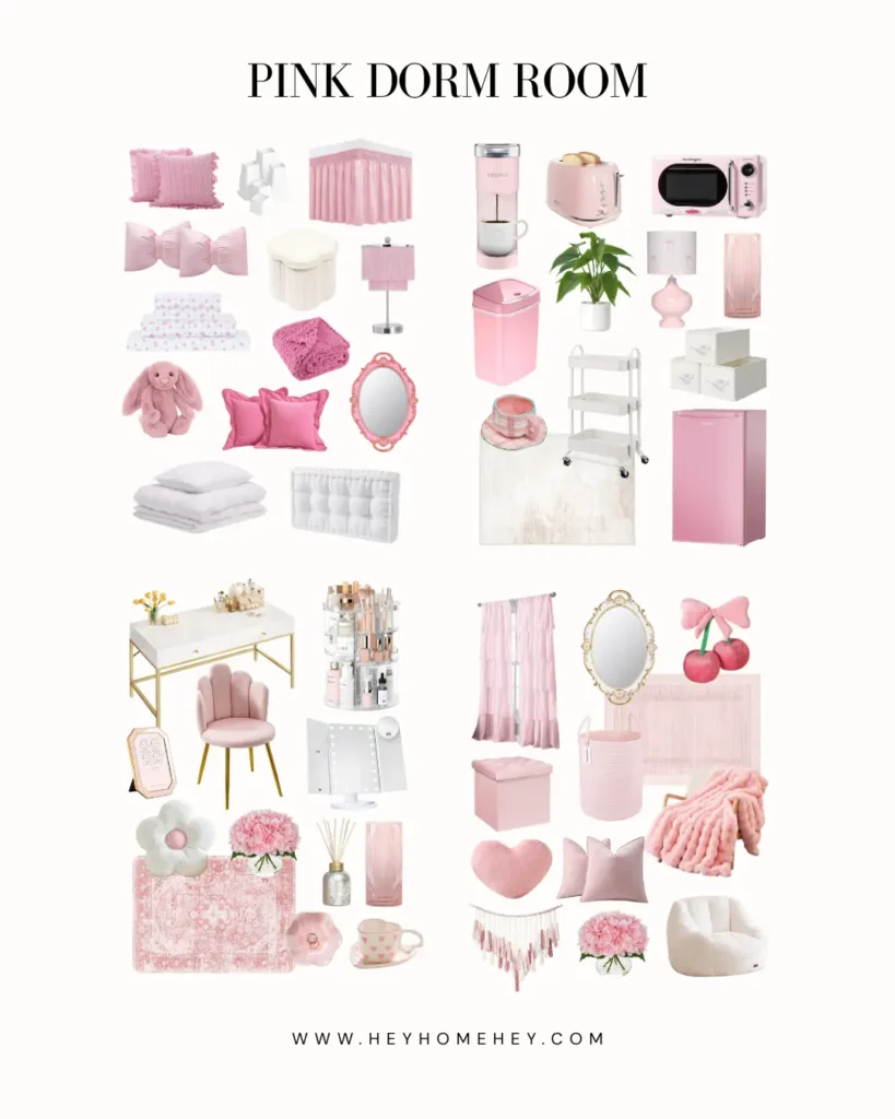 pink dorm room ideas